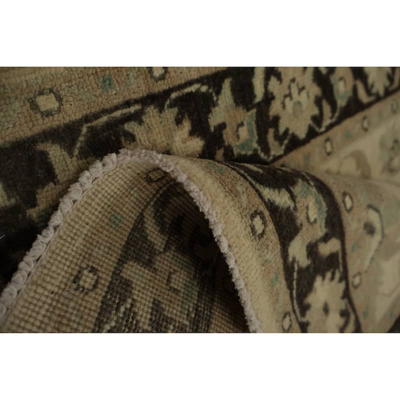 Hand Knotted Oriental 100% Wool Carpet Traditional Floral Beige & Ivories Peshawar Runner Rug - 10' 2'' X 2' 10''