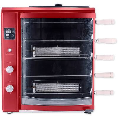 Brazilian Flame Brazilian Gas Rotisserie Grill with 5 Skewers, Red