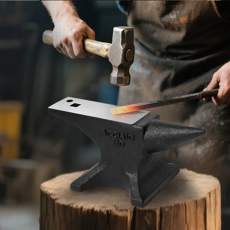 Single Horn Anvil, 110Lbs/50kg Cast Steel Anvil, High Hardness Rugged Round Horn Anvil Blacksmith