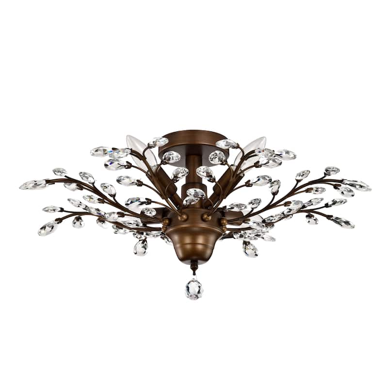 Holly 4-light Crystal Leaves Flush Mount