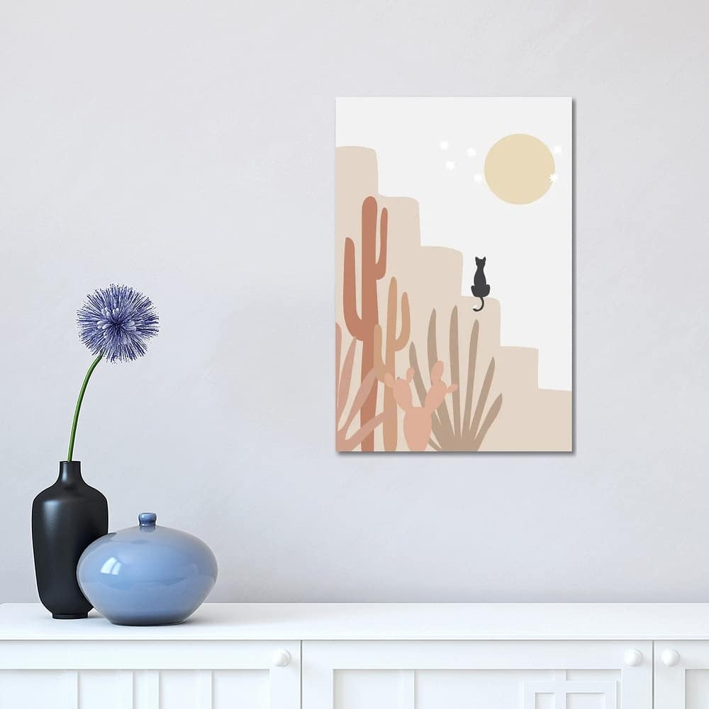 iCanvas "Cactus And Cat" by Nikki Canvas Print