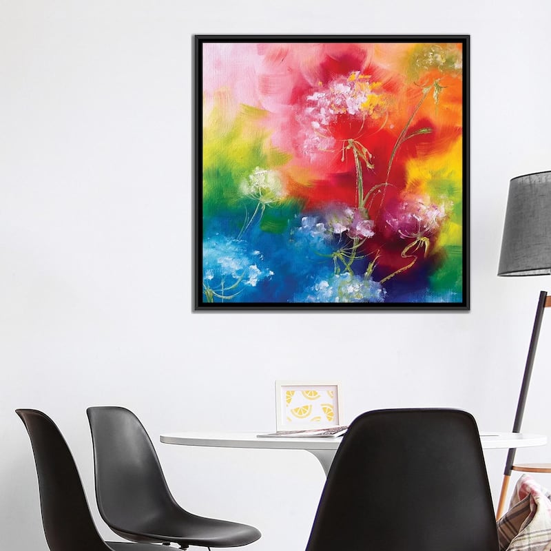 iCanvas "Rainbow Flower Swirl" by Marina Skromova Framed