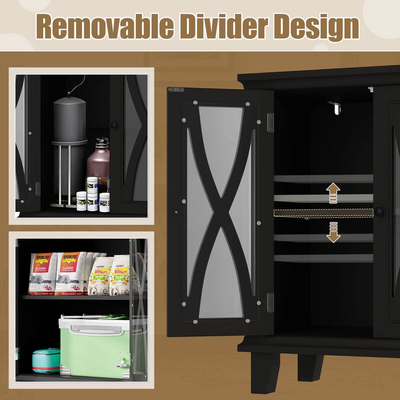 Anmytek Farmhouse 10-20 Gallon Aquarium Tank Stand with Power Outlets, Adjustable Shelves and Storage Cabinet