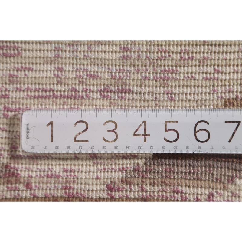 Abstract Oriental Accent Rug Handmade Pink Wool Carpet - 2'8"x 4'10"