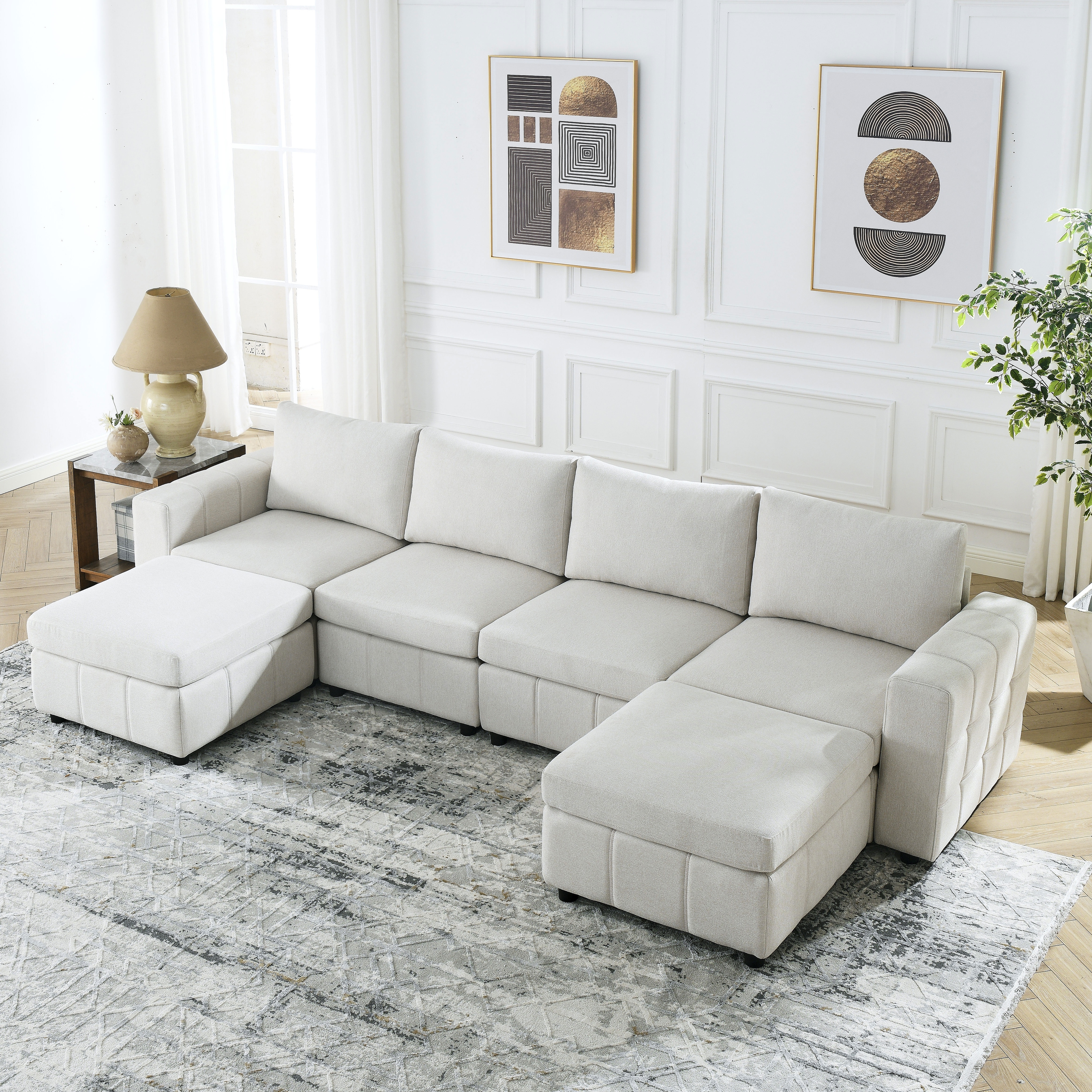 4 seater couch shop with ottoman