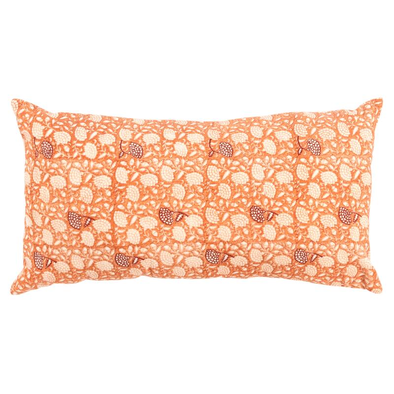 Rizzy Home Cotton Velvet Boho Botanical Throw Pillow Cover - Rust