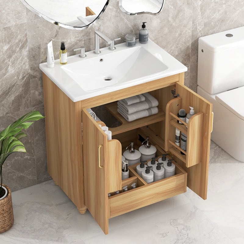 Modern 30" Multi-functional Bathroom Vanity Cabinet with Doors and Drawer