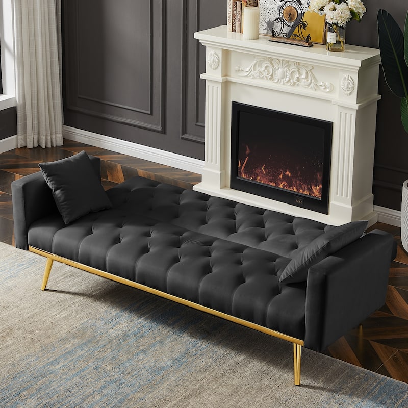 Green Convertible Folding Futon Sofa Bed , Sleeper Sofa Couch for Compact Living Space - Black