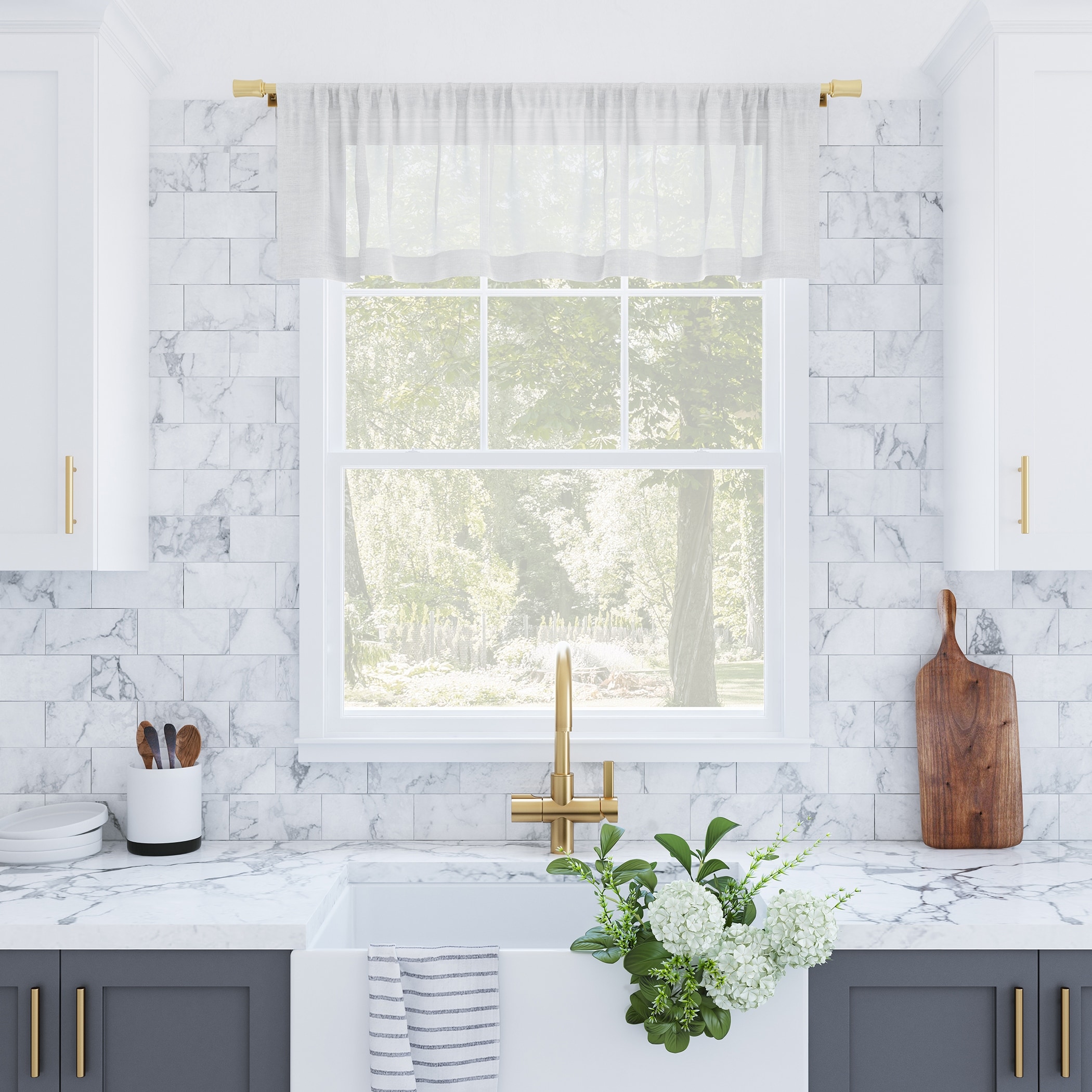 Archaeo Slub Textured Linen Blend Cafe Curtain Valance