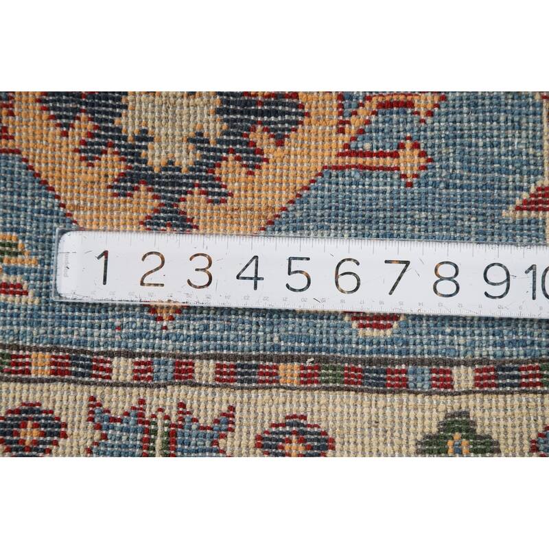 Blue Kazak Oriental Foyer Rug Handmade Geometric Wool Carpet - 2'0" x 3'0"