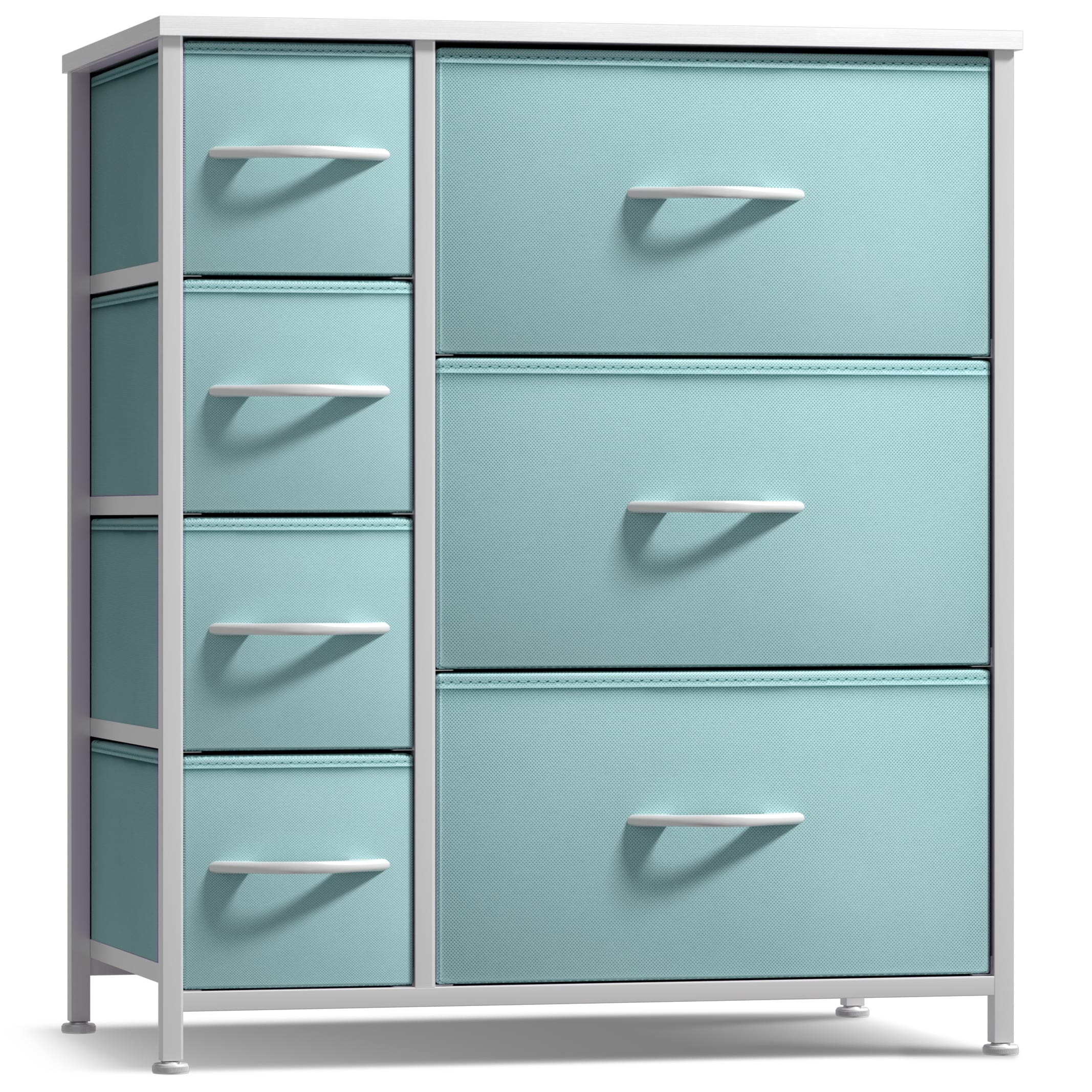 Sorbus 7-Drawer Chest Dresser for Nursery and Children's Rooms, Wood Top, Fabric Drawers