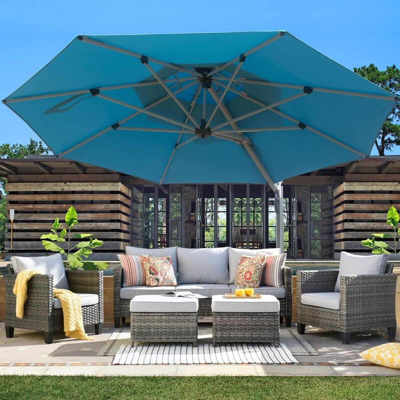 Aluminum Patio Umbrella - 360° Rotation, Hydraulic Lift