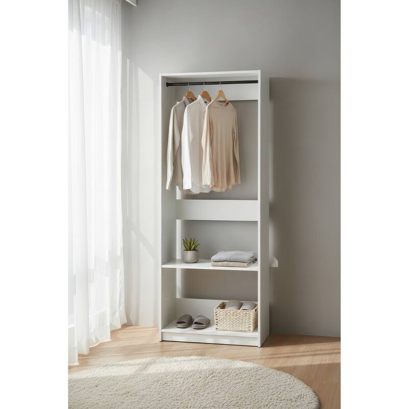 Prosper 32" White Wood Walk-in Closet with Two Rods - 31.4"W x 15.7"D x 83" H