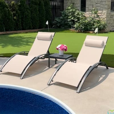 Patio Chaise Lounge Set of 3 Outdoor Lounge Chair Beach
