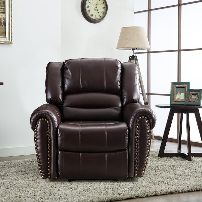 Classic and Traditional Manual Recliner Chair with Comfortable Arms and Back