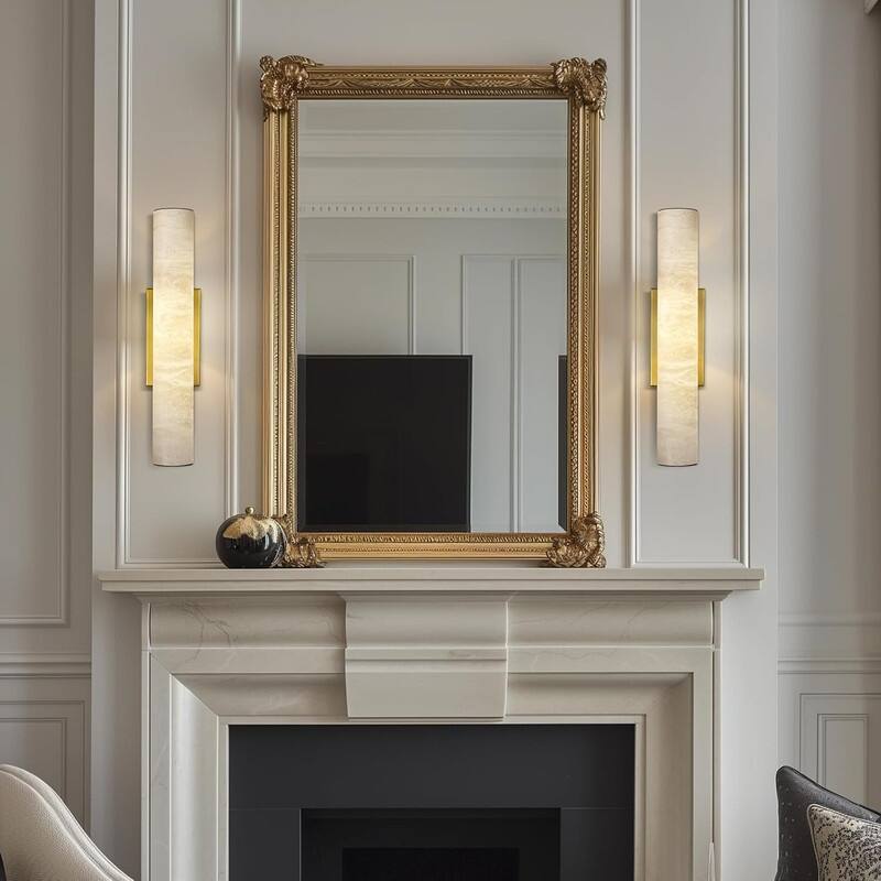 KAYLA 1-Light 20" Black LED Alabaster Wall Sconce