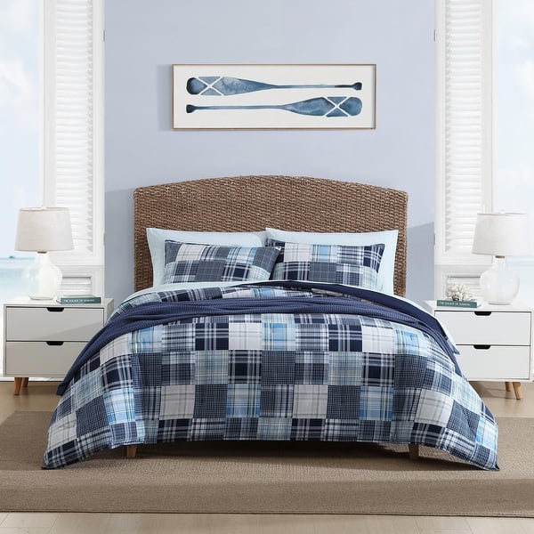 slide 2 of 8, Nautica Mason Patchwork Reversible Cotton Navy Comforter Set