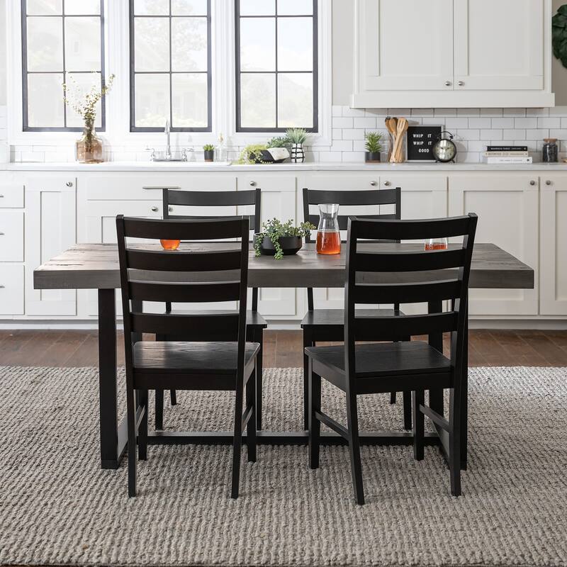 Middlebrook Solid Wood 5-Piece Dining Set with Ladder Back Chairs - Grey