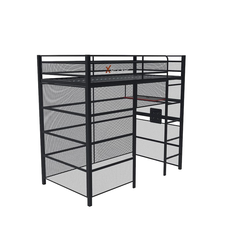 X Rocker Battle Den Gaming Bunk Bed with TV Mount, Twin, Black