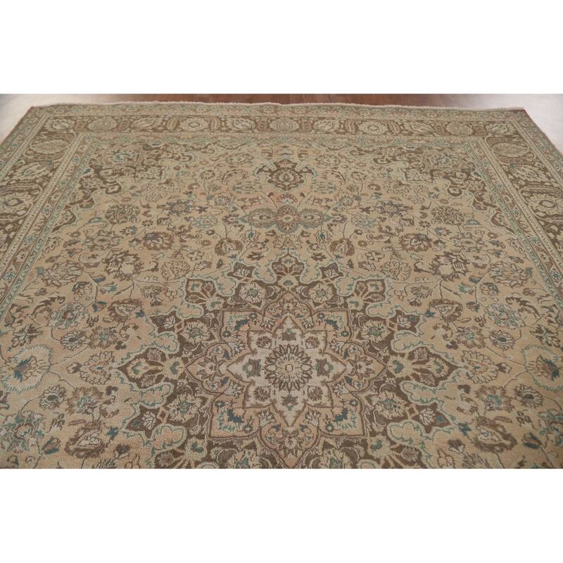 Hand Knotted Oriental 100% Wool Carpet Traditional Floral Oranges & Rust Mashad Area Rug - 12' 4'' X 9' 5''