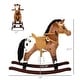 preview thumbnail 10 of 9, Kids Metal Plush Ride-On Rocking Horse Chair Toy With Realistic Sounds - Dark Brown/White