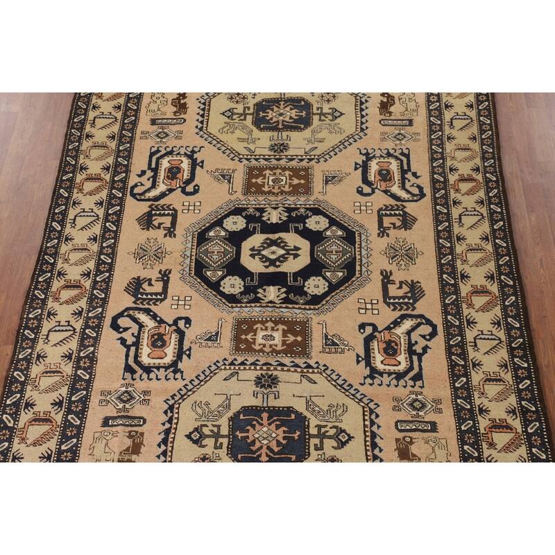 Tribal Ardebil Persian Vintage Area Rug Handmade Wool Carpet - 6'7" x 10'3"