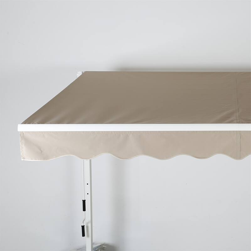 khaki Outdoor Patio Awnings with Manual Crank Handle