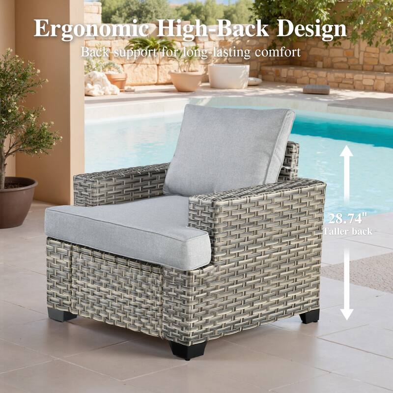 OVIOS 7-Piece T Shaped Seat Wide Armrest Patio Conversation Set