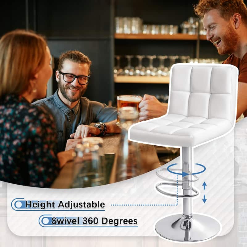 Furniwell Bar Stools with Back Sets of 4 PU Leather Kitchen Counter Square Island