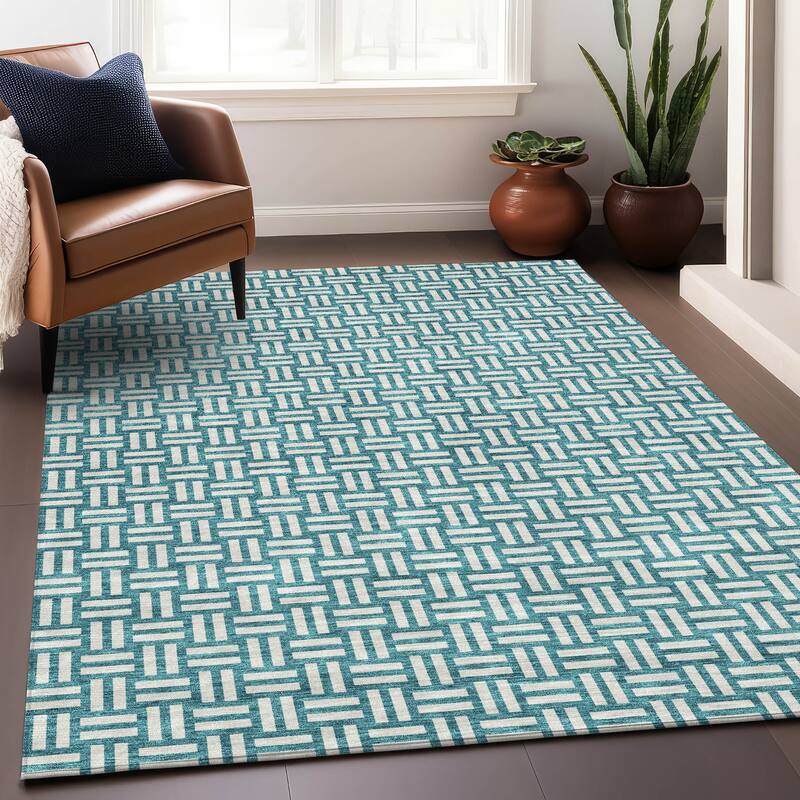 Premium Washable Super Soft Modern Weave Mayfield Rug - Teal - 8' x 10'