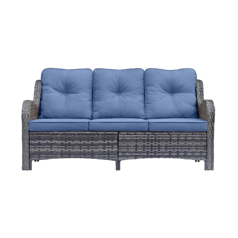 Gray Wicker Rattan Outdoor Patio Furniture Set Swivel Chair with Cushion