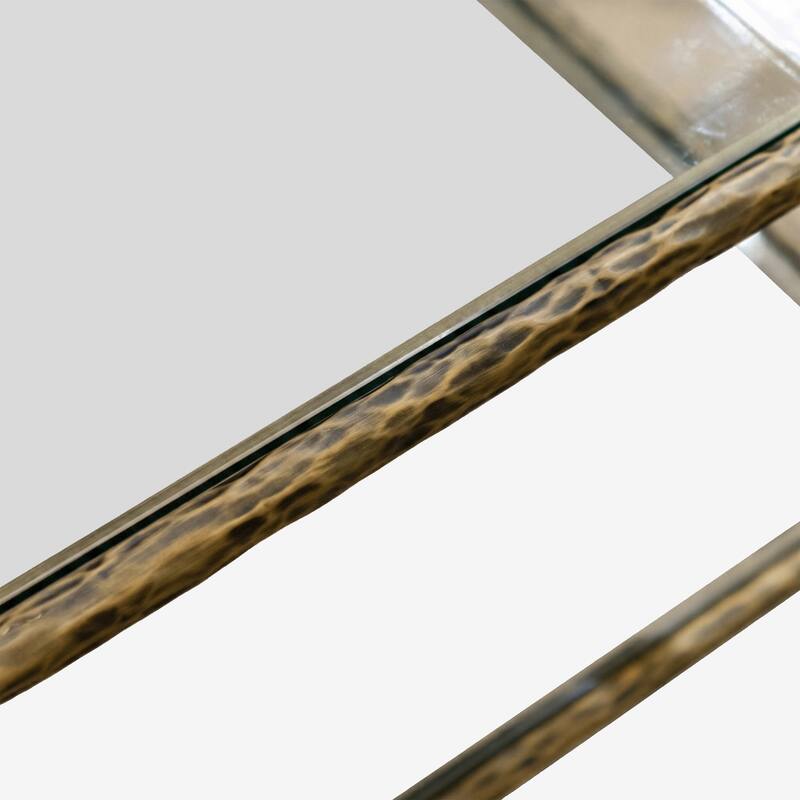 247 Shop At Home Lalia Modern Hammered Metal 3-Piece 1-Shelf Coffee Table Set