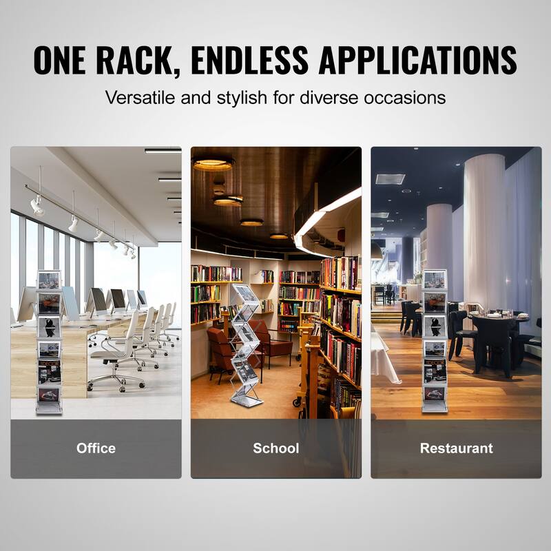 Foldable Magazine Display Rack for Office Trade Show Exhibitions - 6-pocket