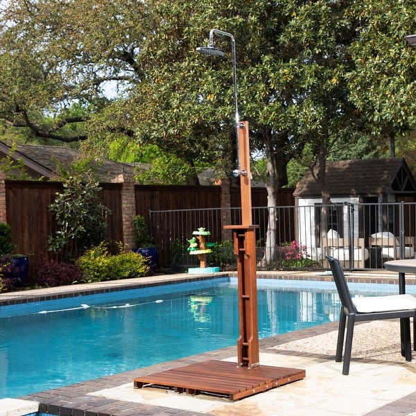 SEI Furniture Parson Oiled Eucalyptus Freestanding Outdoor Shower with