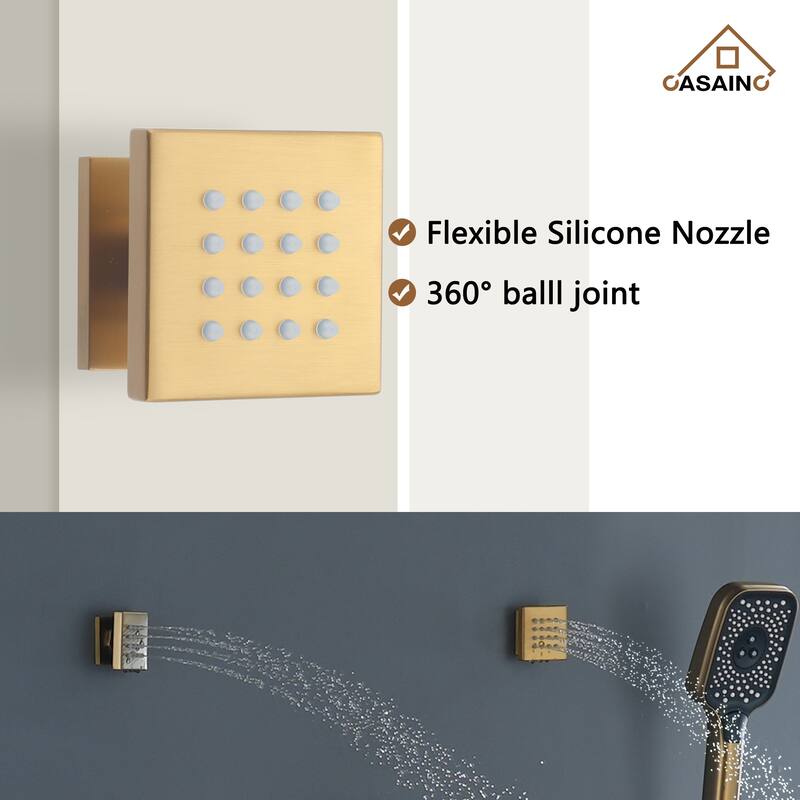Celling Mount 12 Inch Rainfall Shower Head 3 Function Thermostatic Shower System with 6 Body Jets