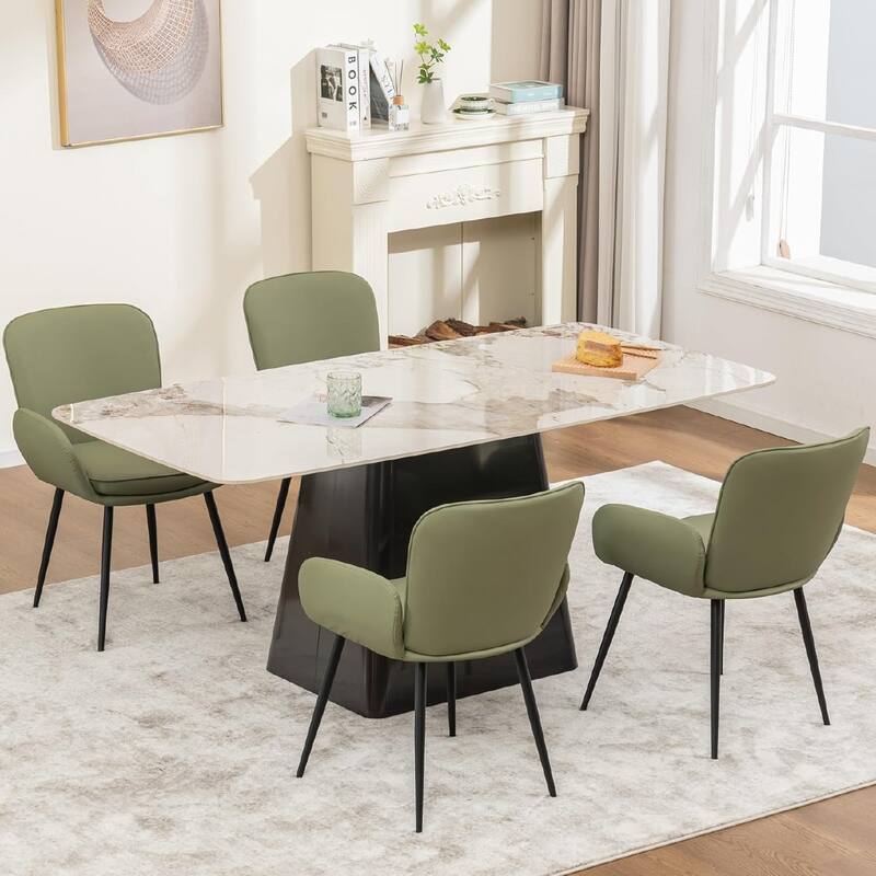 Set of 2 Cat-Scratch Resistant Dining Chairs with Gold Metal Legs
