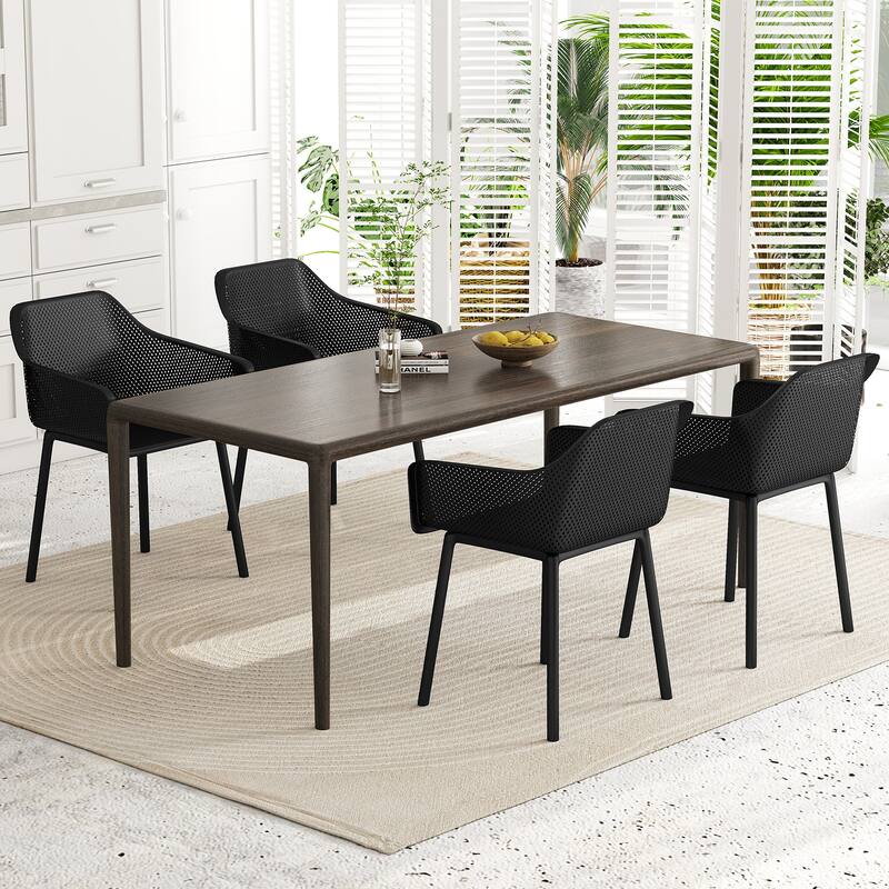 Gymax 4 PCS Modern Plastic Dining Chairs Kitchen Armchairs w/