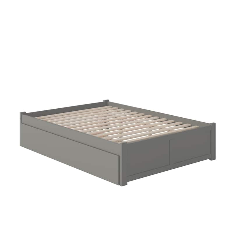 Concord Full Platform Bed with Twin Trundle Bed in Gray