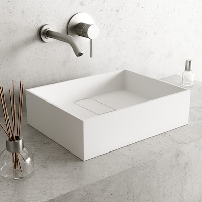 VIGO Bryant 17"L x 13"W x 5"H Matte Stone Rectangular Bathroom Vessel Sink