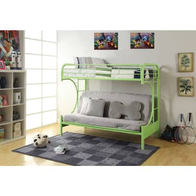 Metal Twin over Full Size Futon Bunk Bed, Green