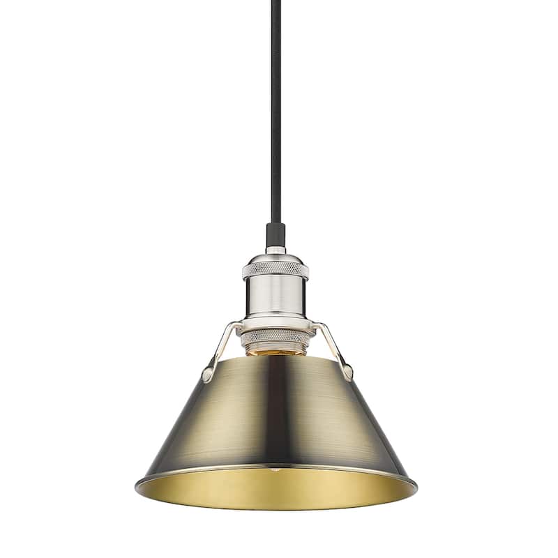Yep by Golden Lighting Orwell 1-light 8in Pendant in Pewter and Aged Brass shade - Silver