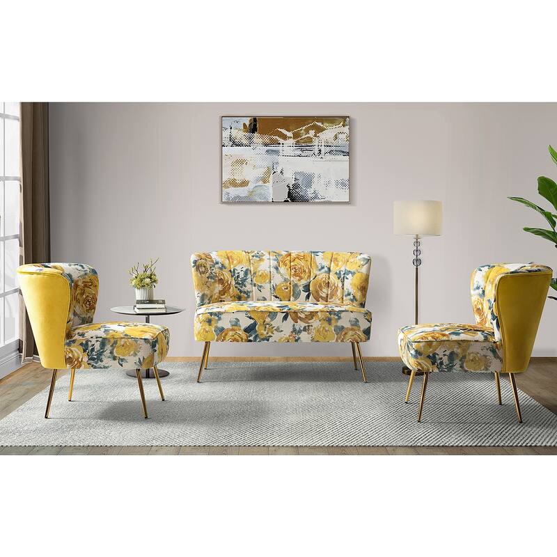 3 Piece Living Room Set with Channel Tufted Back by HULALA HOME