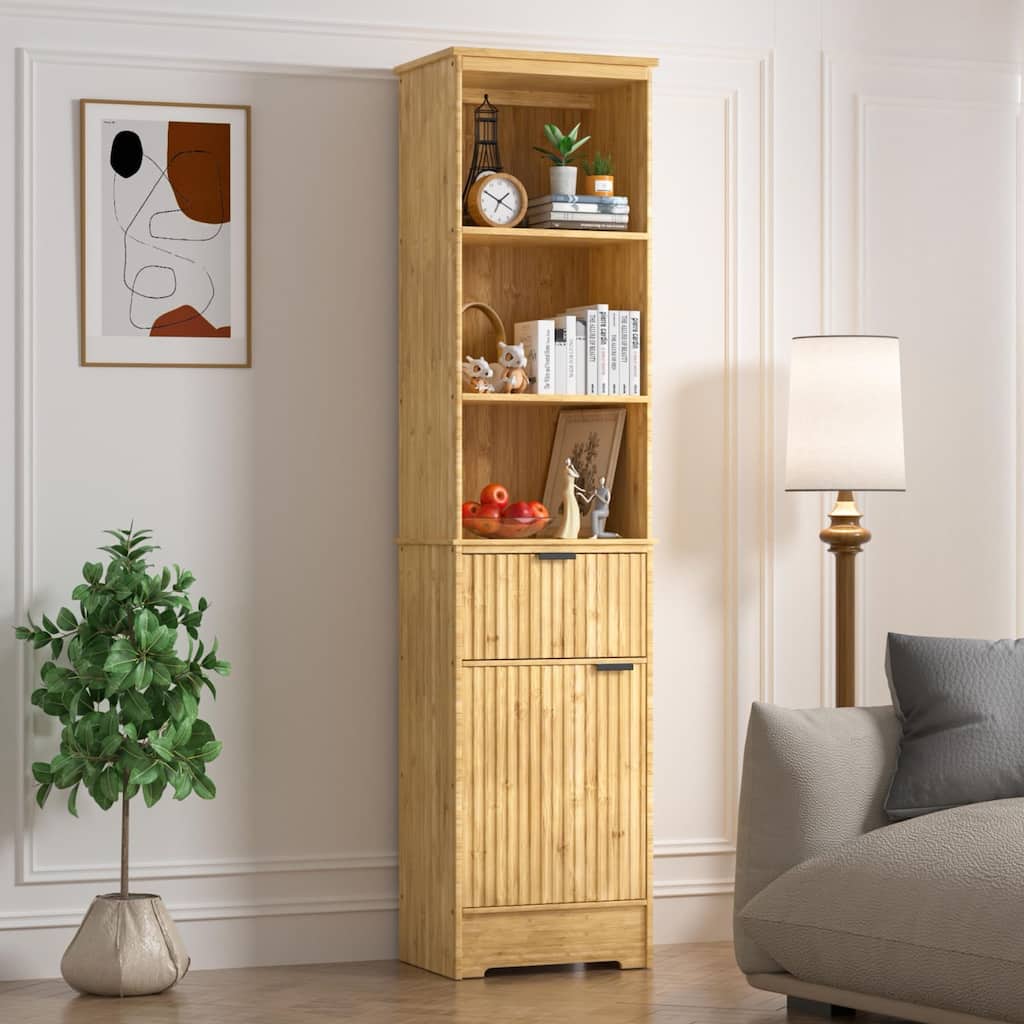 VEIKOUS 68'' Tall Bathroom Storage Cabinet with Anti-Tipping Design