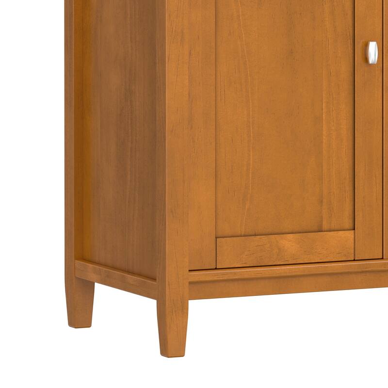 WYNDENHALL Norfolk Solid Wood 54" Wide Transitional Storage Cabinet with Wine Rack in Light Golden Brown - 18"D x 54"W x 34"H
