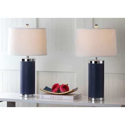 SAFAVIEH Lighting Karie 26-inch Leather Column Table Lamp (Set of 2) - 14"x14"x25" - 14"Wx14"Dx25"H