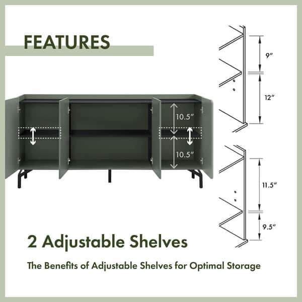 dimension image slide 0 of 2, 247 Shop At Home Modern 60-inch 6-Shelf Dining Buffet and Sideboard with Metal Legs