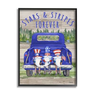 Stupell Industries Stars & Stripes Forever Americana Gnomes Framed Giclee Art by Paul Brent