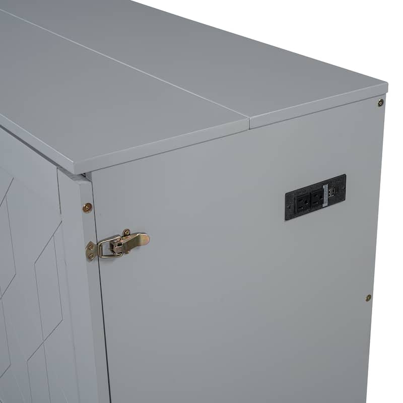 Queen Size Murphy Bed with Pulley System, Storage Drawer, USB Ports, and Sockets, Space-Saving