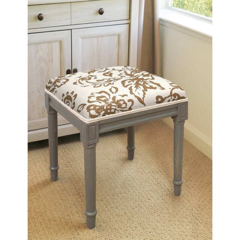 Toile Rustic-grey Vanity Stool - Brown