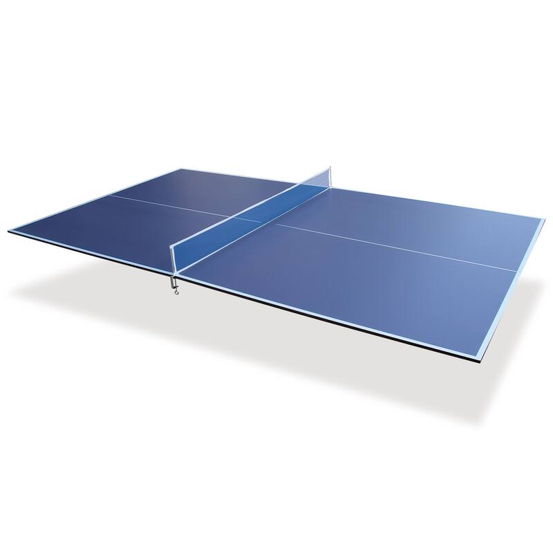 108”L x 60”W Blue Foldable Table Tennis Conversion Top with Net and EVA Foam Pads - 108”L x 60”W